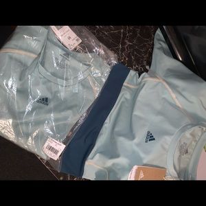 Hazy green/ wild teal adidas crop tops
